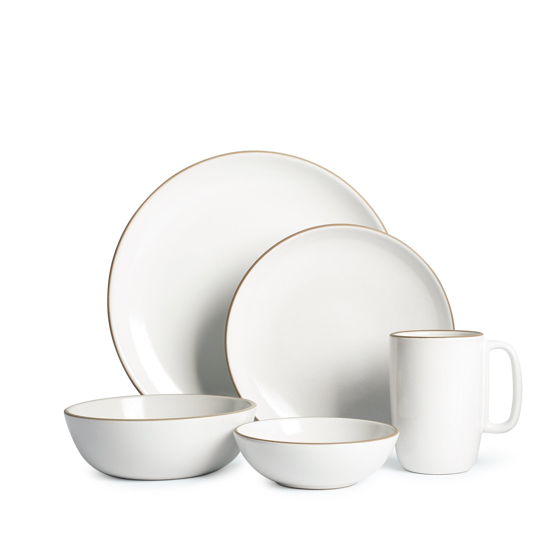 Opaque White 5-Piece Dinnerware Set